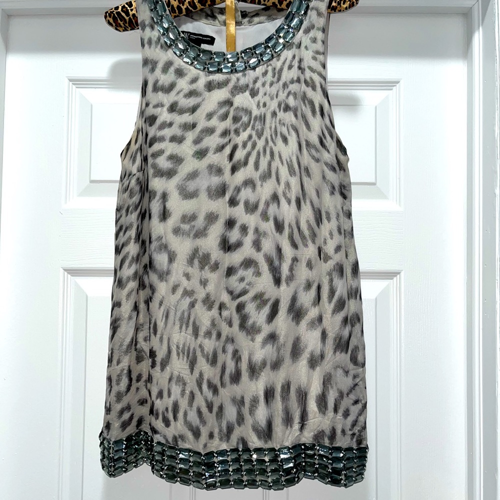 Leopard rhinestone top